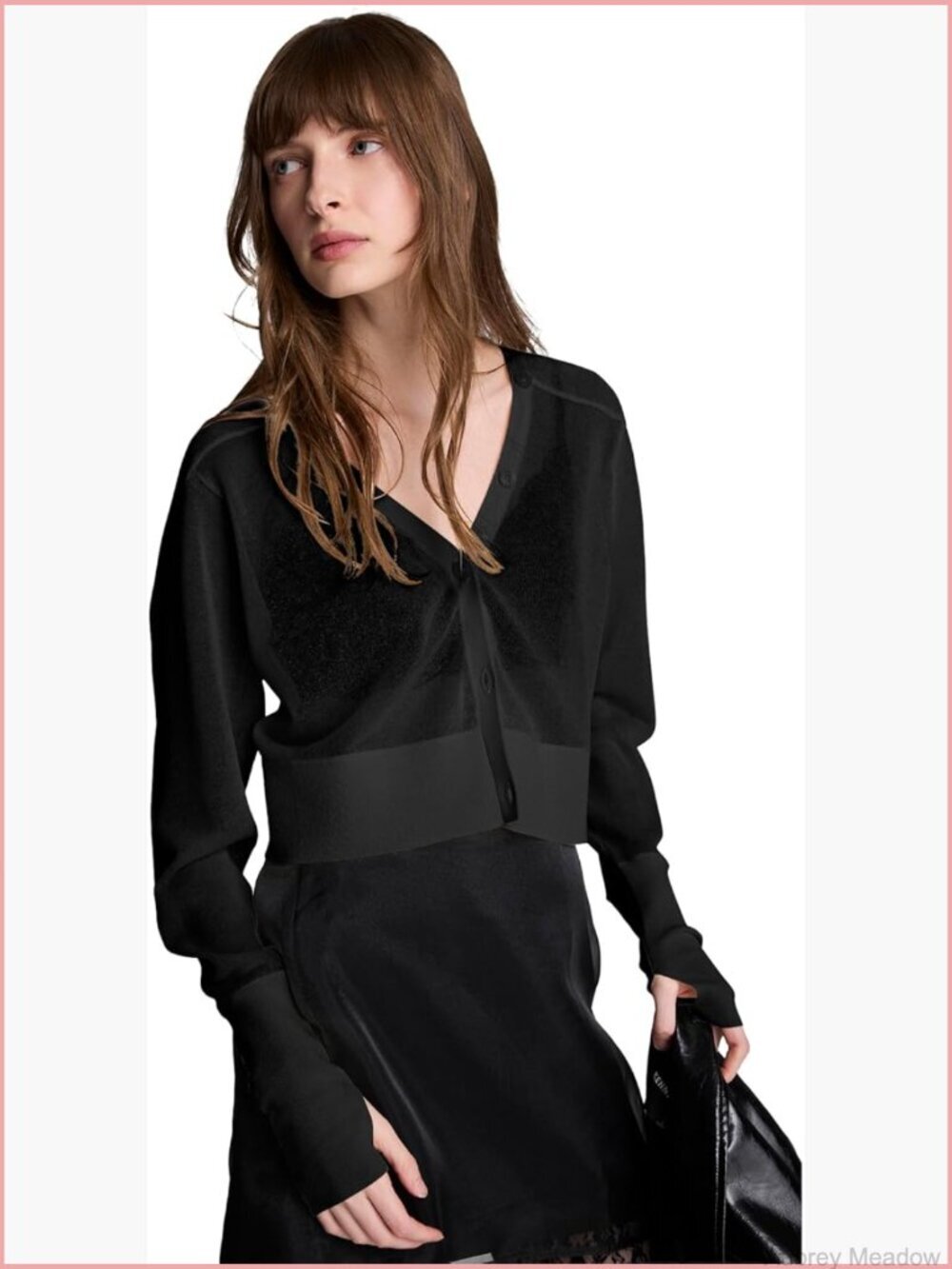 Long Sleeve Sheer Cropped Cardigan Sweater Knit